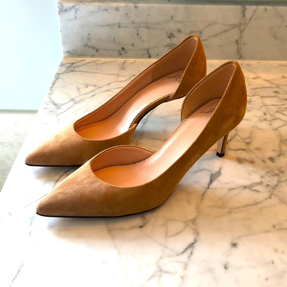 JCrew Made in Italy suede D’Orsay heels. Worn once. Like new!